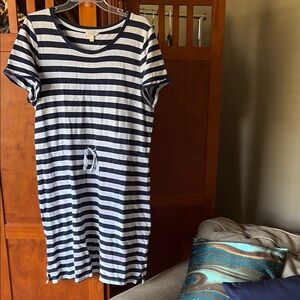 Striped Navy and White Casual Dress